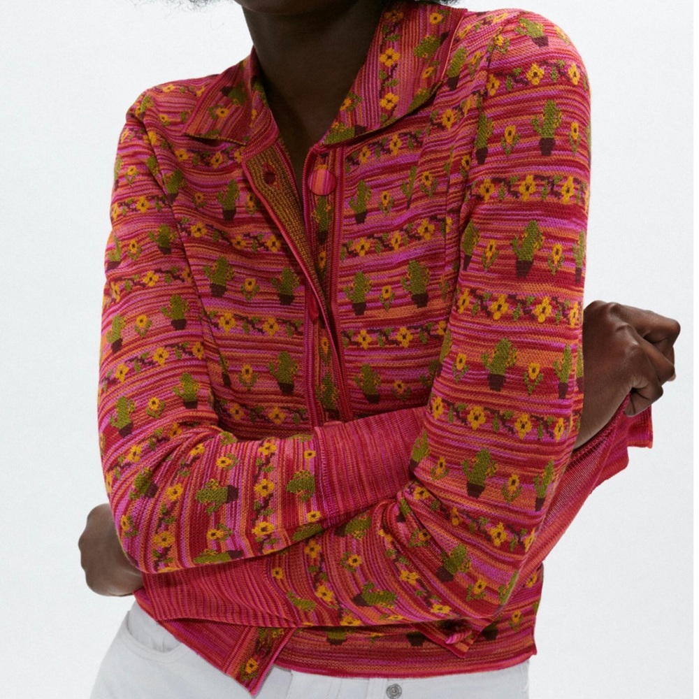 🌟 NEW Zara Knit Jacquard Jacket - Picture 4 of 6